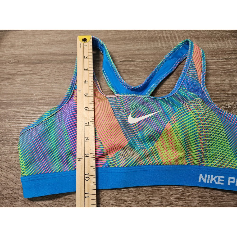 Nike Pro Classic Womens Medium Support Sports Bra Blue Multi Color 743204-435 M - Picture 3 of 7